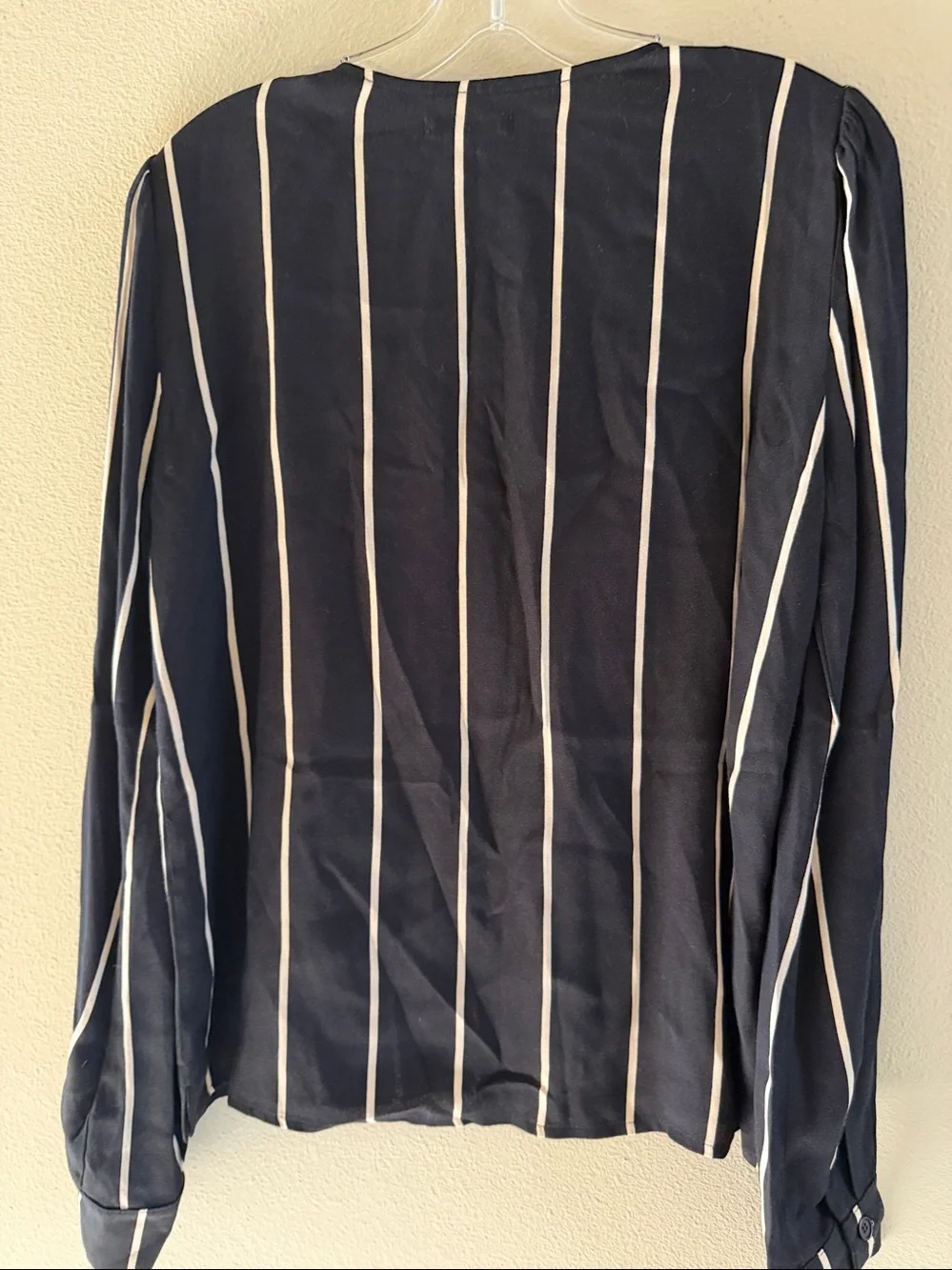 Reformation Annaliese Top NWT Size Large Black White Vertical Striped Blouse
